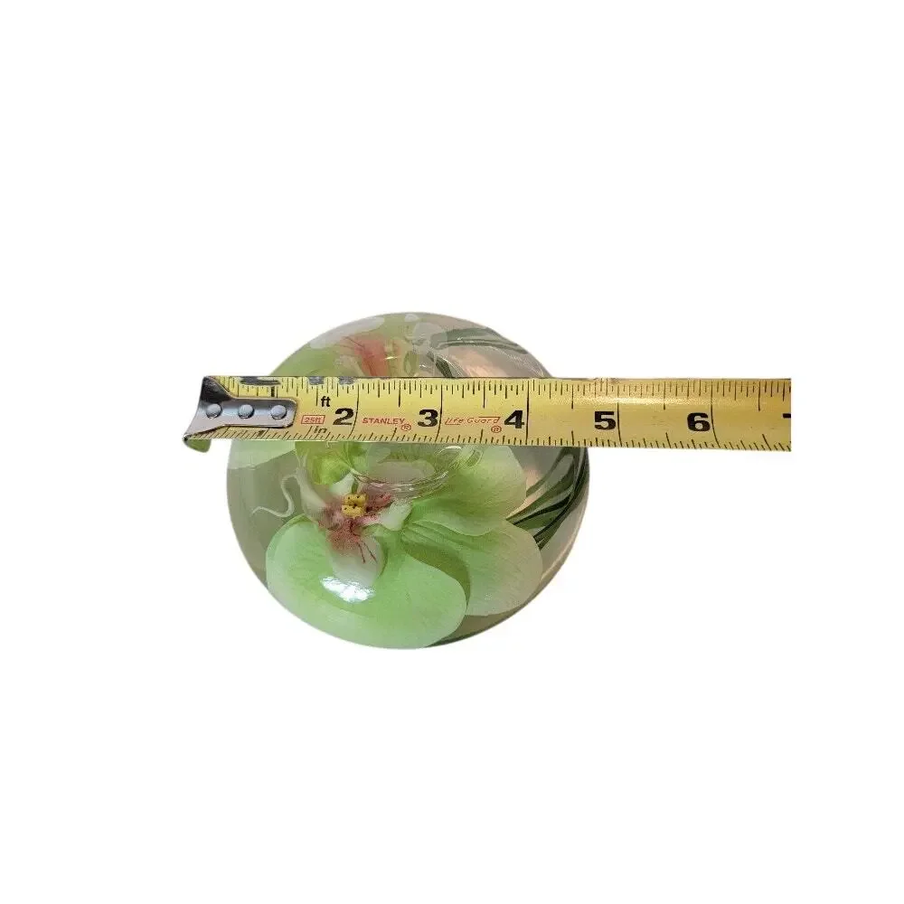 Emilo Robba Glass Orchid Tea Lite Candle Holder‎ Green Floral